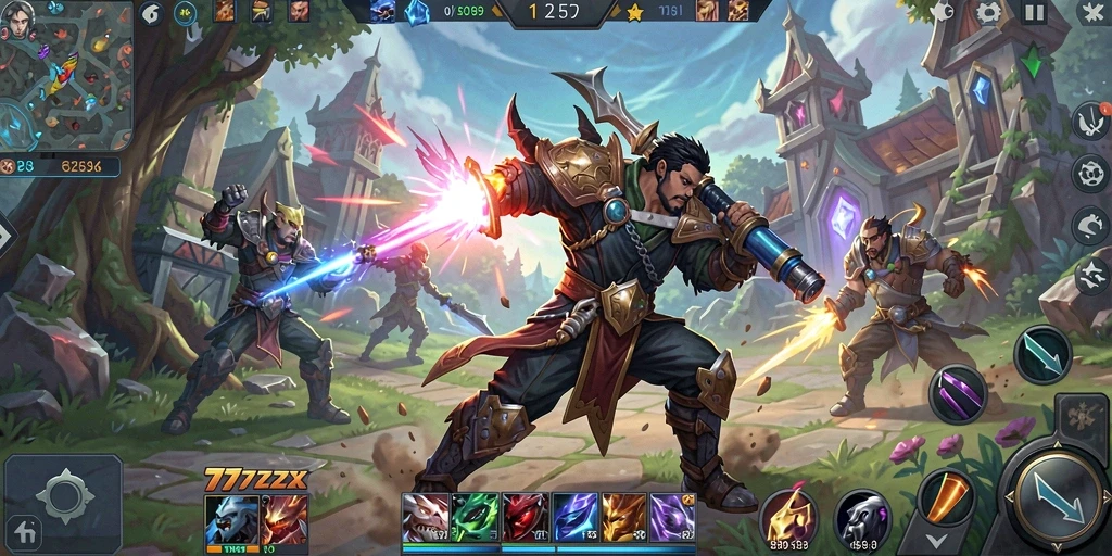 Tampilan menarik dari gameplay MOBA di 777ZX.
