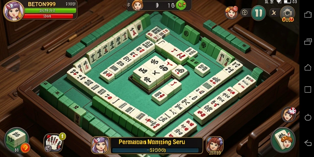 Screenshot gameplay BETON999 menampilkan suasana permainan Mahjong yang penuh warna.