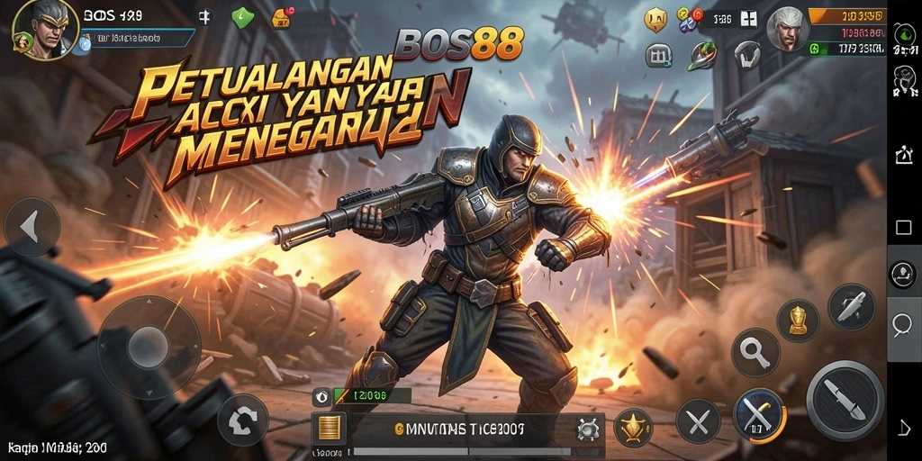 Tangkapan layar gameplay BOS88 menunjukkan aksi menegangkan di medan pertempuran.
