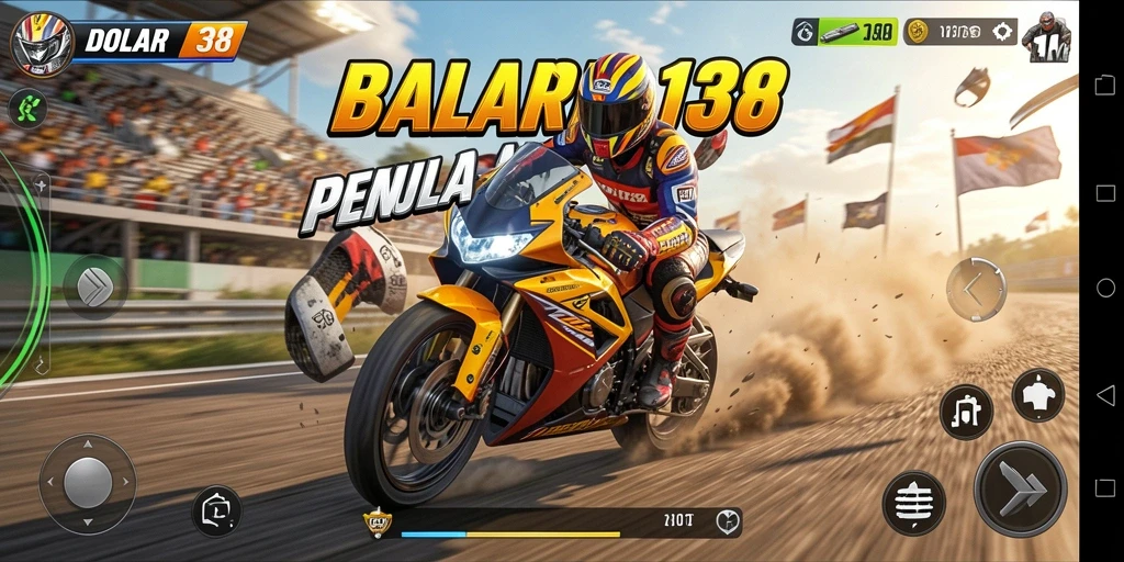 Screenshot DOLAR138 menampilkan balapan motor yang intens dan grafis yang menakjubkan.