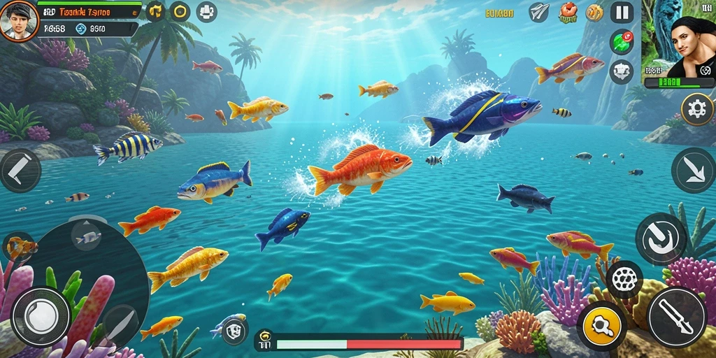 Tampilan dinamis gameplay G668 dengan aksi tembak ikan yang seru.