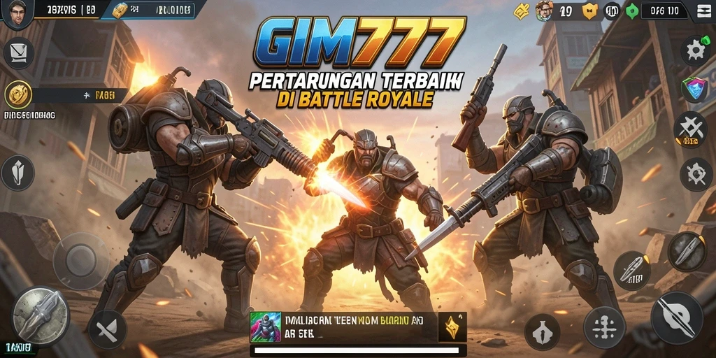 Screenshot GIM777 menunjukkan aksi intens di medan perang Battle Royale.