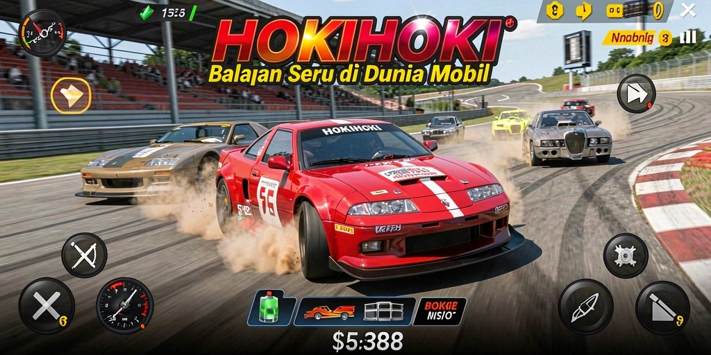 Gameplay mendebarkan di trek balapan HOKIHOKI.