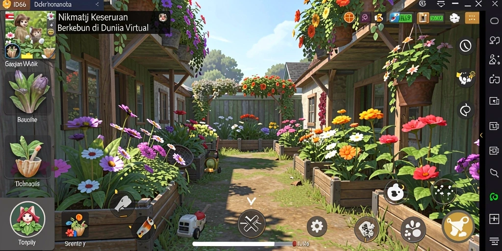 Tampilan screenshot ID66 menunjukkan gameplay berkebun yang memukau.