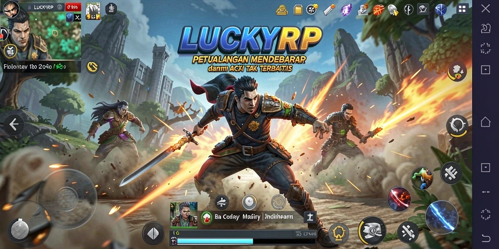 Tampilan aksi mendebarkan dalam gameplay LUCKYRP.