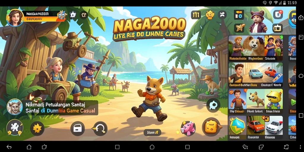 Screenshot utama NAGA2000 menampilkan gameplay yang santai dan penuh warna.