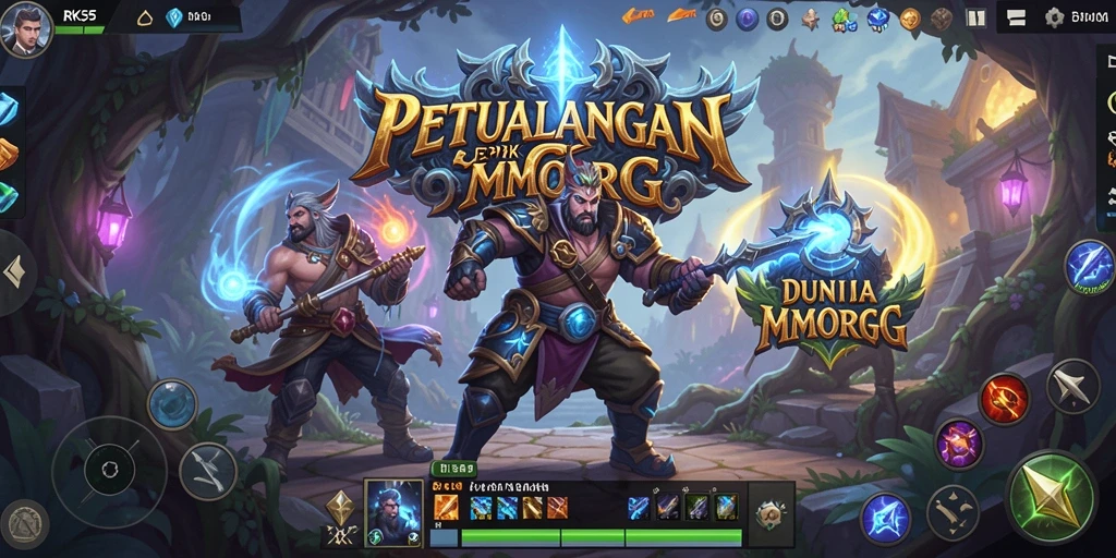 Tampilan seru gameplay MMORPG RK55 yang penuh aksi.